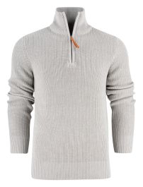 James Harvest Flatwillow stickad halvzip, gråmelerad